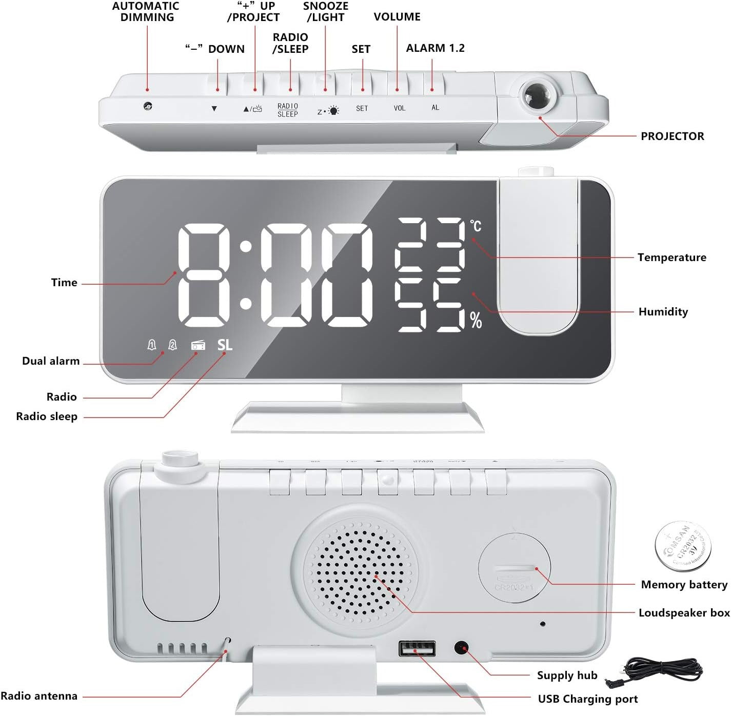 Reloj Digital Proyector⏰📽️